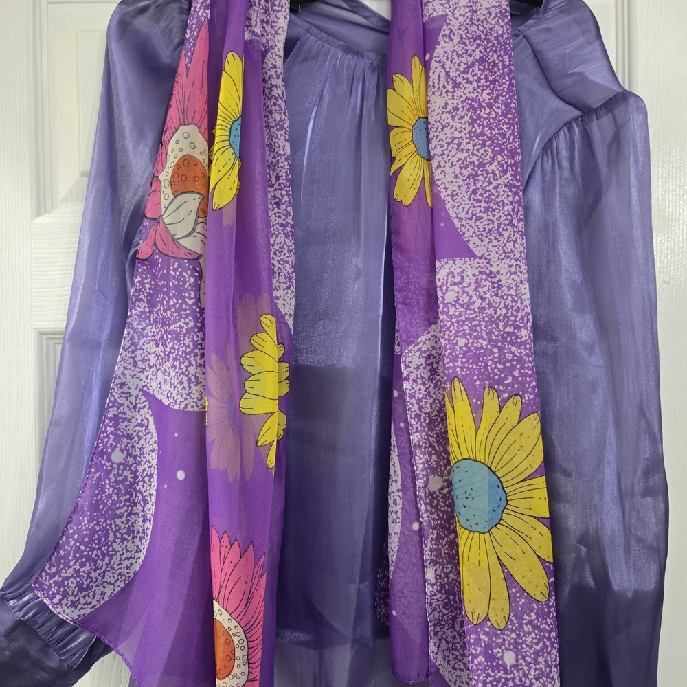 Alfani Purple Sheer Blouse - Picture 4 of 5